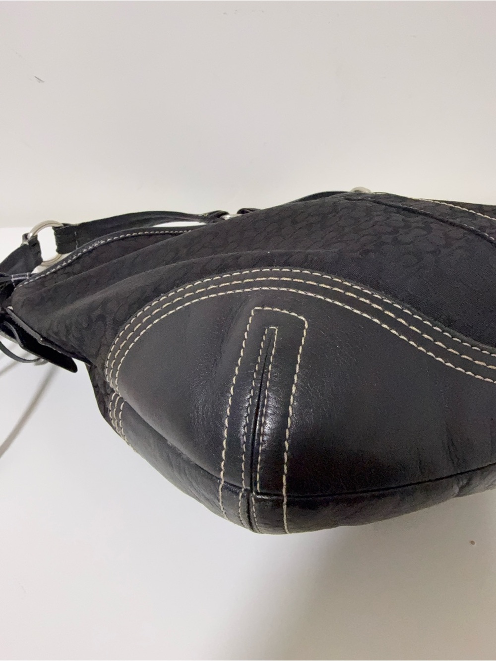 Coach Hobo Signature Shoulder Bag Black Jacquard/Leather - Picture 9 of 15